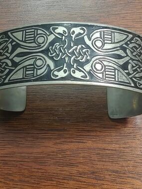 Vintage Handmade Irish Celtic Bird Cuff Bracelet